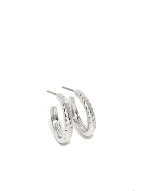 paparazzi Silver Textured Mini Hoop Earrings